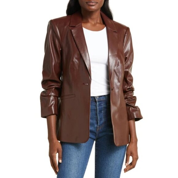 *SOLD* Cinq a Sept 'Kylie' Vegan Leather Jacket Blazer, Tobacco - Picture 4 of 4